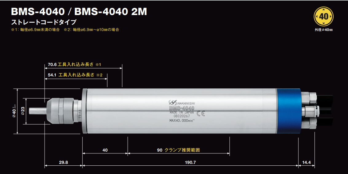 40mm高速電主軸BMS-4040